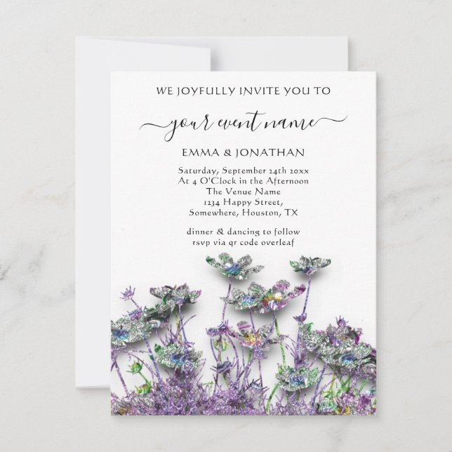 Budgeterad QR CODE-Blommigt - Lila (Framsida)