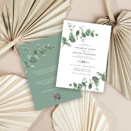 Budgeterad QR-grönt för kodöverföring Eucalyptus b Inbjudningar