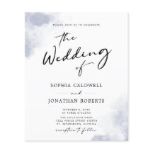Budgeterad QR-kod Dusty Blue Watercolor Bröllop