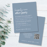 Budgeterad QR-kod Dusty Blue Wedding Reception Inb<br><div class="desc">Enkel budgetvänlig dammiga blå bröllop-annonsering och mottagningsinbjudan. Framsidan kännetecknas av "Lyckligtvis ända efter Party" i en blandning av ett vitt skript i contemporaryn och djärv modern vit typografi. Anpassa ditt meddelande och din inbjudan och lägg till namn i ett namnteckning skript. På motsatt sida anger du URL:en för bröllop-webbplatsen adress...</div>