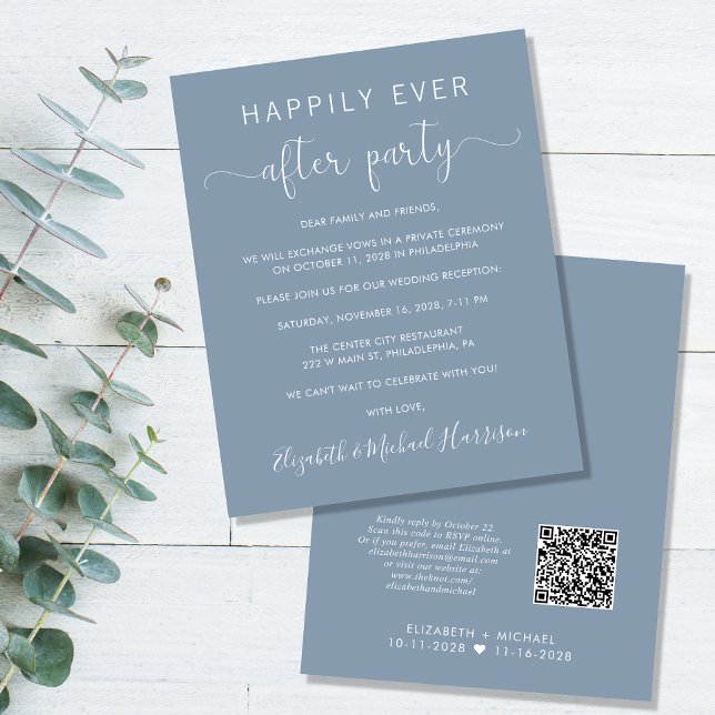 Budgeterad QR-kod Dusty Blue Wedding Reception Inb (Skapare uppladdad)