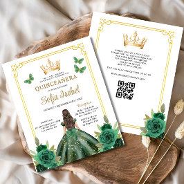 Budgeterad QR-kod Quinceanera Emerald Grönt Flygblad