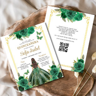 Budgeterad QR-kod Quinceanera Emerald Grönt Flygblad