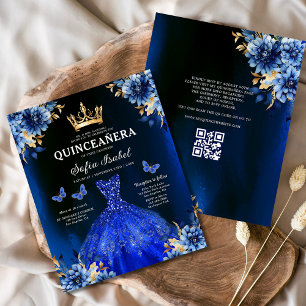 Budgeterad QR-kod Quinceanera Royal Blue Princess