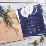 Budgeterad Quinceanera-inbjudan till blå ballong f<br><div class="desc">En modern,  snyggt och glamorös inbjudan till en Quinceañera,  15:e födelsedagsfesten. En marin blå bakgrund,  dekorerad med faux silver glitter-gnistor och vita ballonger. Den blå färg är ojämn. Anpassa och lägg till ditt namn och information om party.</div>
