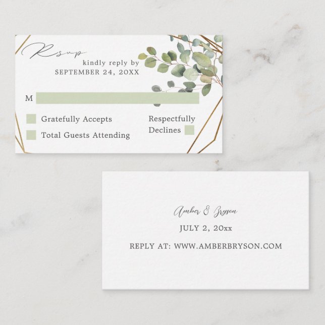 Budgeterad raka eukalyptus och Guld SM nr måltid O Tilläggskort (Fram/baksida)