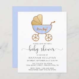 Budgeterad Retro Blue Carriage Pojke Shower Inbjud