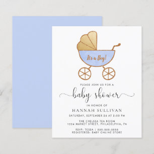 Budgeterad Retro Blue Carriage Pojke Shower Inbjud
