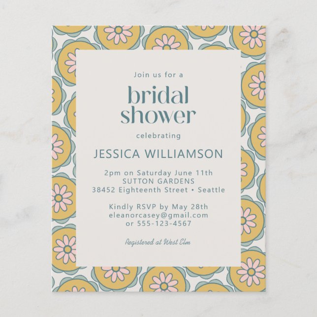 Budgeterad Retro Boho-Blommigt Pastel-Möhippa (Framsida)