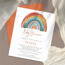 Budgeterad Retro Boho Rainbow Bohemian Baby Shower