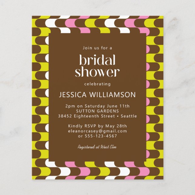 Budgeterad Retro Groovy Lime Rosa Brown-Möhippa (Framsida)