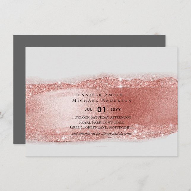 Budgeterad Ro guld Glitter Foil Se Bröllop (Fram/baksida)