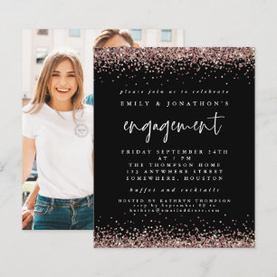 Budgeterad Ro Guld Glitter Photo Förlovning Black
