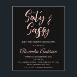 Budgeterad Ro guldblomma 60 60 Sassy Birthday<br><div class="desc">Budgeterad Rosa Faux Ro Gold Foil 60 60 och Sassy Födelsedagsfest inbjudan. Ro Gold Foil och Black 60 och Sassy Födelsedagsfest inbjudan är perfekt för en modern sextionde Födelsedagsfest.</div>