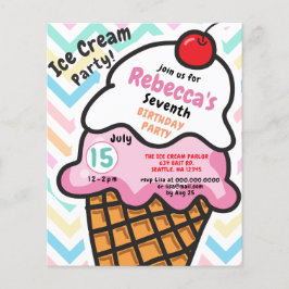 Budgeterad Roligt Ice kräm party Birthday-inbjudan