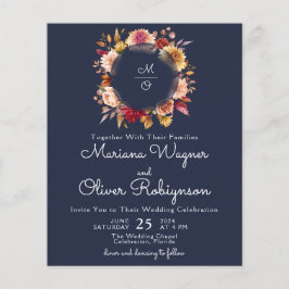 Budgeterad Romantisk Blommigt - marinblå Bröllop