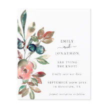 Budgeterad Rosa Blommigt QR-kod Bröllop spara datu