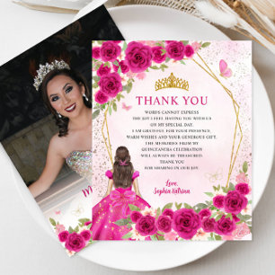 Budgeterad Rosa Blommigt Quinceañera Photo Tack