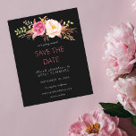 Budgeterad Rosa  Blommigt Spara datum - svart Flygblad<br><div class="desc">****** MATTEN PAPPER ÄR TUNG. UPPGRADERA FÖR EN PAPPER. INGA ENVELOPES INGÅR. KONTROLLERA LÄNKEN NEDAN FÖR KORT LAGRAR, TEKNIKKORT. KORT LAGRAR HAR TEKNIKKORT ETT ALTERNATIV FÖR ENVELOPES ELLER INKLUDERAR DEM******** Inga kuvert, papper flygblad. Spara pengar på formella inbjudningar med denna pappra inbjudan. Hämta redot till dina gäster till bröllop med...</div>