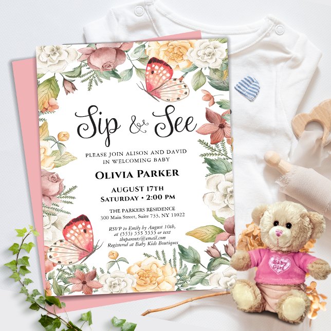 Budgeterad Rosa Butterfly Girl Baby Sip och Se Inb (Skapare uppladdad)