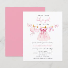 Budgeterad Rosa Clothesline Bow Girl Baby Shower