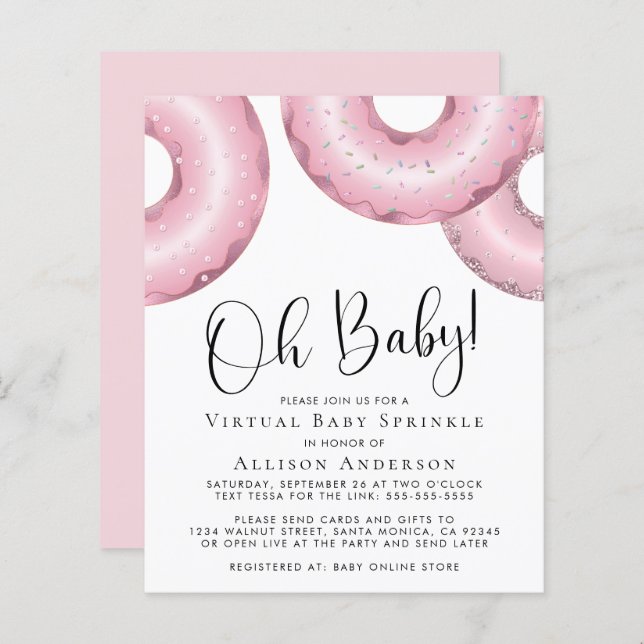 Budgeterad Rosa Donuts Virtuella Baby Sprinkle Inb (Fram/baksida)