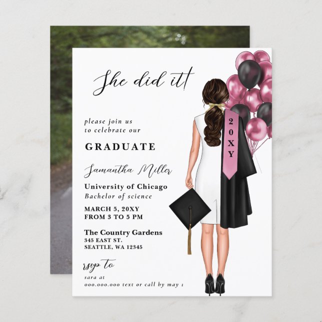 Budgeterad Rosa - enkelt foto som hon gjorde det i (Fram/baksida)