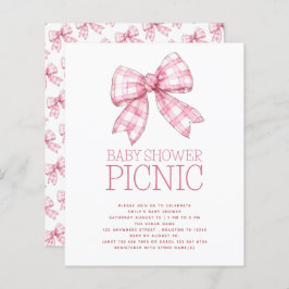 Budgeterad Rosa Gingham Bow Baby Shower Picnic