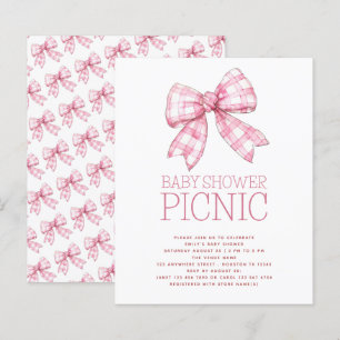 Budgeterad Rosa Gingham Bow Baby Shower Picnic