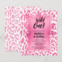 Budgeterad Rosa Leopard-Vild 1 Inbjudningskorten f
