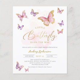 Budgeterad Rosa Lila Guld Butterfly Flicka Shower