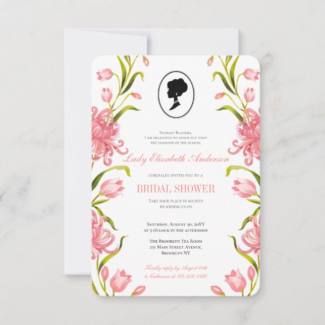 Budgeterad rosa-Möhippa för vilda blommor i Bridge Inbjudningar (Framsida)