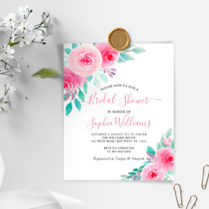 Budgeterad Rosa och Blommigt för minnen Inbjudning