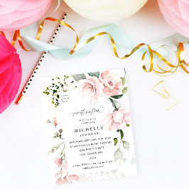 Budgeterad Rosa och eukalyptus Blommigt Sweet 16 Flygblad