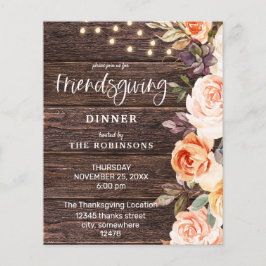 Budgeterad Rosa och persiko-Blommigt med Ljus Frie Flygblad