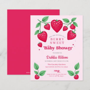 Budgeterad Rosa Red Berry Sweet Baby Shower Inbjud
