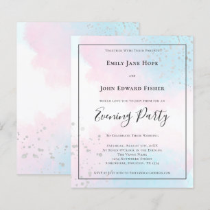 Budgeterad Rosa Teal Watercolor Silver Bröllop kvä