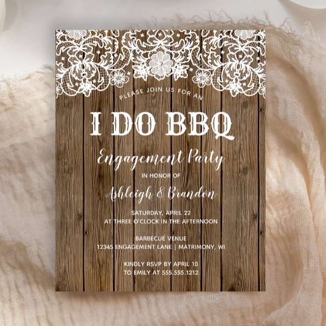 Budgeterad Rustic Barn Wood Snöre I gör BBQ-inbjud (Skapare uppladdad)