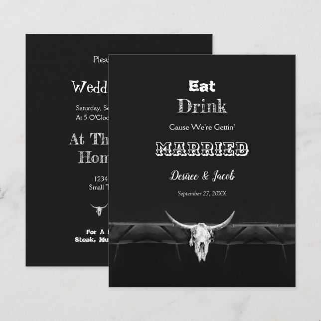 Budgeterad Rustic Black Eat Drink Married Bull Sku (Fram/baksida)