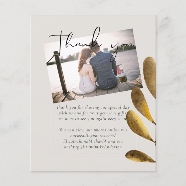 Budgeterad Rustic Bronze Löv Bröllop Photo Tack (Framsida)