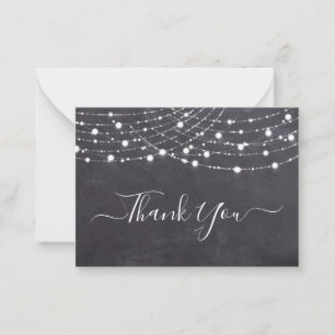 Budgeterad Rustic Chalkboard String Ljus Tack Anteckningskort