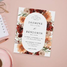 Budgeterad Rustic Earth & Champagne Blommigt Bröll Flygblad