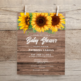 Budgeterad Rustic Fall Wooden Solblommor Baby Show