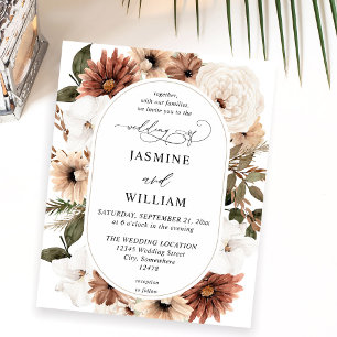 Budgeterad Rustic Neutralt Boho Blommigt Bröllop Flygblad