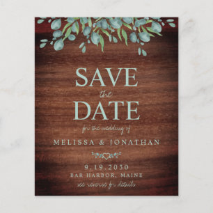 Budgeterad Rustic Wood Greenery QR-kod Spara datum