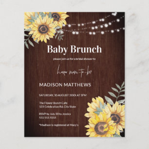 Budgeterad Rustic Wood Sunsun Baby Shower Inbjudan Flygblad
