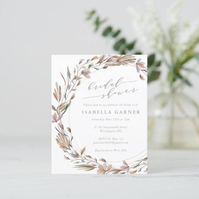 Budgeterad, rustik Blommigt, vattenfärgsMöhippa (Stående Fram)