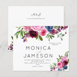 Budgeterad Shock rosa och marin blå Blommigt Bröll