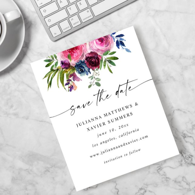 Budgeterad Shock rosa och marin blå Spara datum V3 Flygblad (Skapare uppladdad)