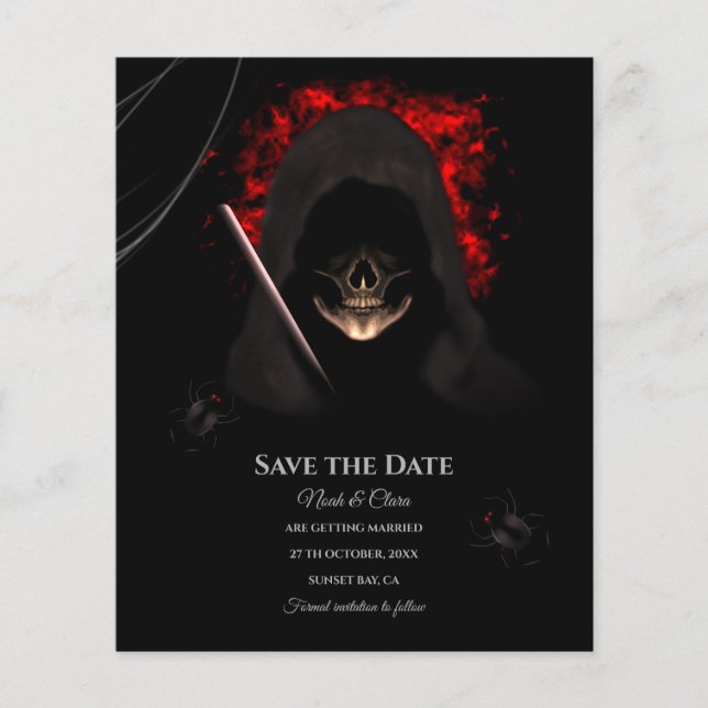 Budgeterad Skull-mörk moody gotisk hallobröllop (Framsida)